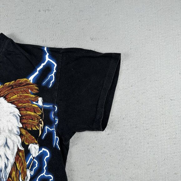 Vintage American Thunder Shirt‎ Large Native American Wolf AOP Short Sleeve - Picture 5 of 16